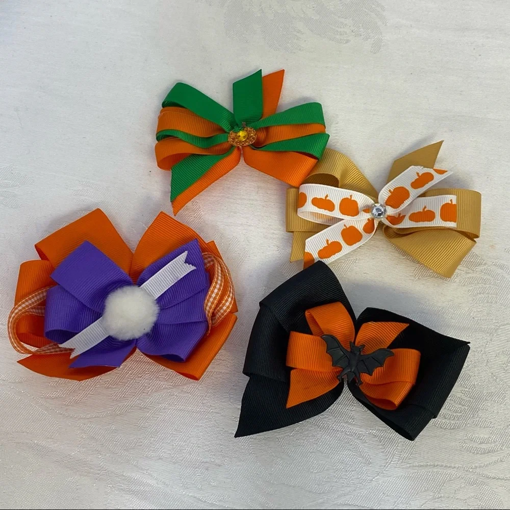 Fall Harvest Halloween hair clips handmade